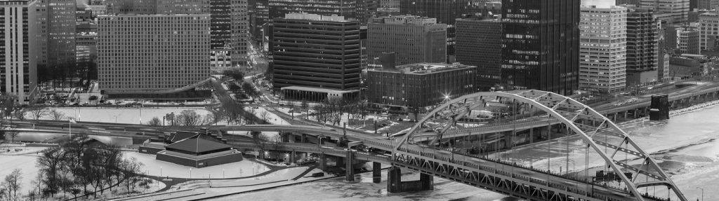 Pittsburgh Bridge in black and white