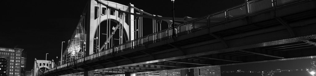 Pittsburgh bridge in black and white