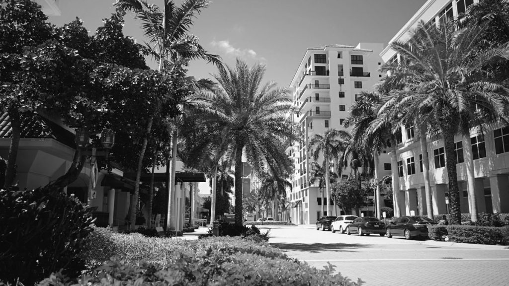 Black and white Boca Raton downtown
