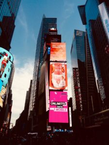 Illuminated billboards in Times Square