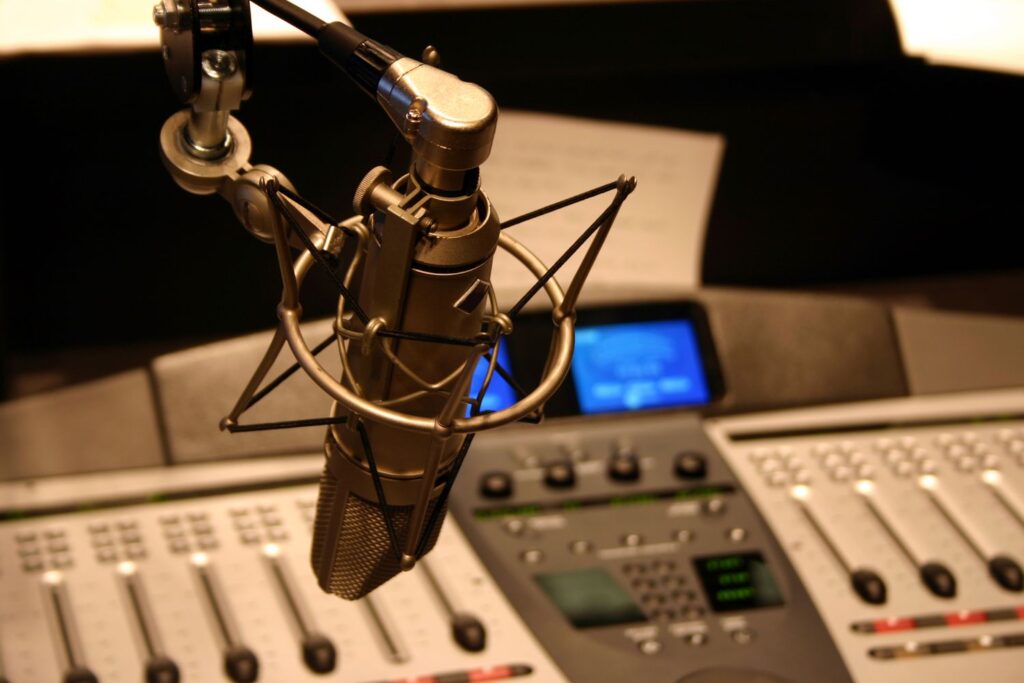 Radio Advertising Trends: Image of radio mic in booth 