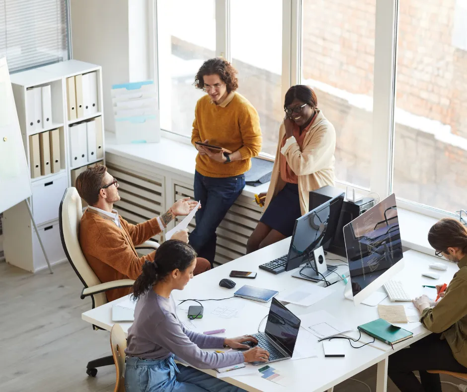 people being productive working together